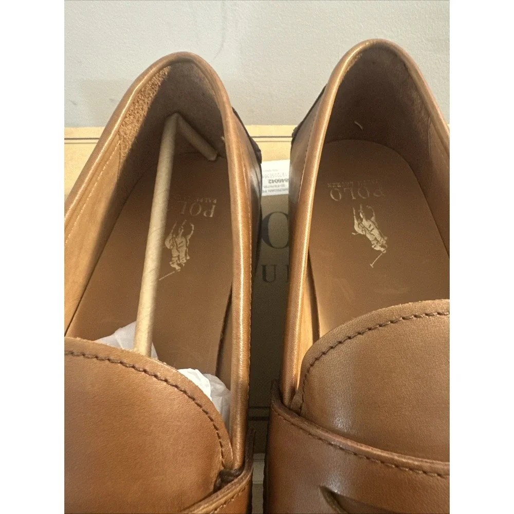 POLO RALPH LAUREN Men Size 12D Alston‎ Leather Penny Loafers Shoes Tan ‼️ READ‼️